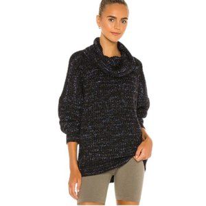 Free People Oversized Slouchy Leo Tunic Cowl Neck Sweater in Blacklight Party